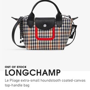 Longchamp Le Pliage XS Houndstooth bag with cross body strap